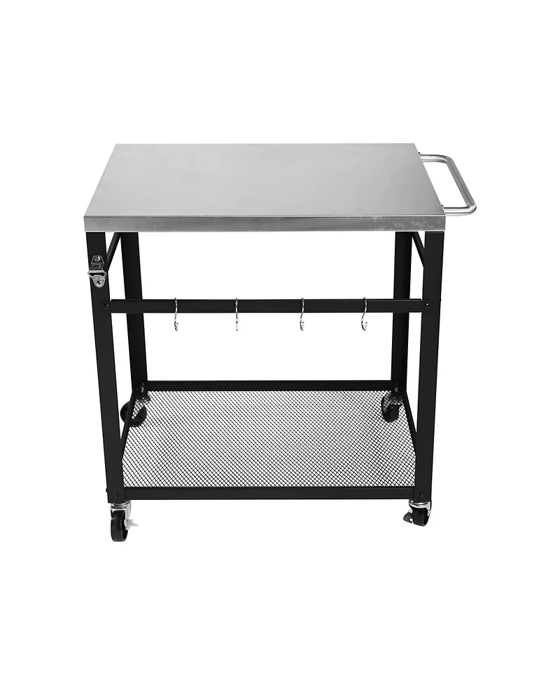 Flynama 2-Tier Grill Cart with Stainless Steel Top and Mesh Shelf