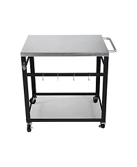 Flynama 2-Tier Grill Cart with Stainless Steel Top and Mesh Shelf