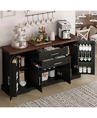 Flynama 63 Inch Farmhouse Barn Door Storage Cabinet with 2 Drawers