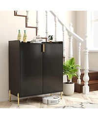 Flynama Black Home Cabinet with Adjustable Shelf
