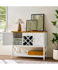 Flynama Bar Cabinet Console Table with 2 Doors, 1 Drawer and Wine Rack