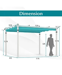 Gouun 12 x 10 ft Outdoor Pergola with Retractable Canopy and Aluminum Frame