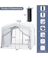 Gouun 10 x 10 ft Pop-Up Canopy Tent with 4 Sidewalls, Mesh Netting and Wheeled Bag