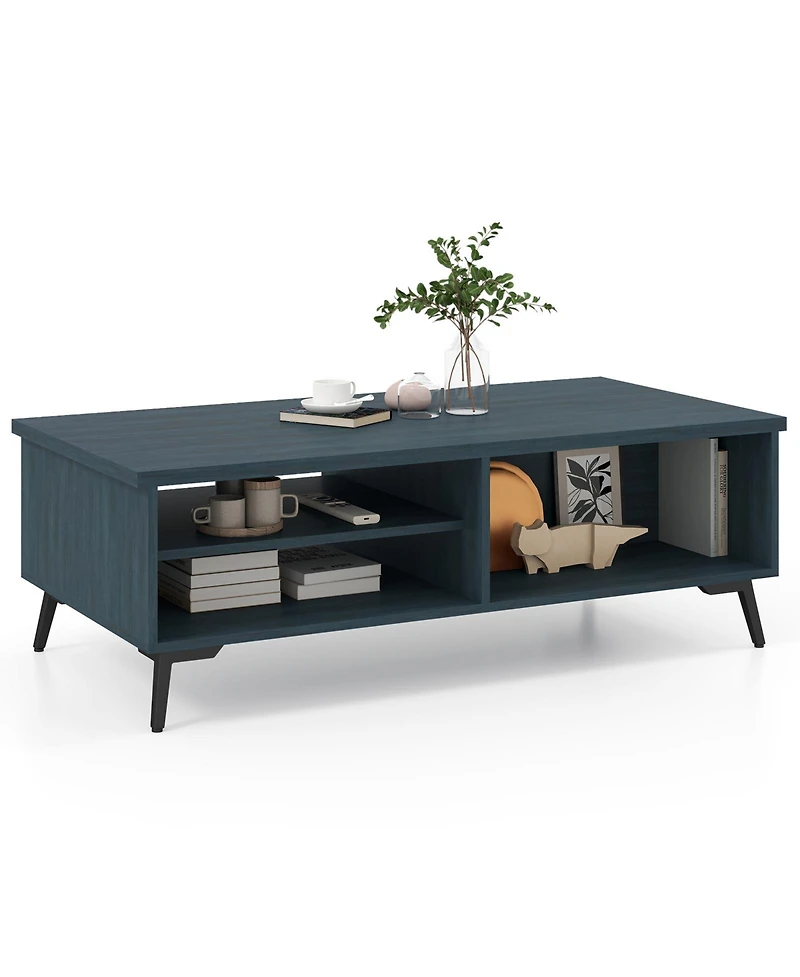 Gouun 47-Inch Mid Century Modern 2-Tier Coffee Table with Storage