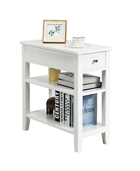Gouun 3-Tier Narrow End Table with Drawer and Open Shelves, 24 x 12 x 24.5 in