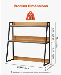 Gouun 2-Tier Desktop Bookshelf Organizer with Anti-Slip Pads, 37.4" x 12.6" x 35.4"