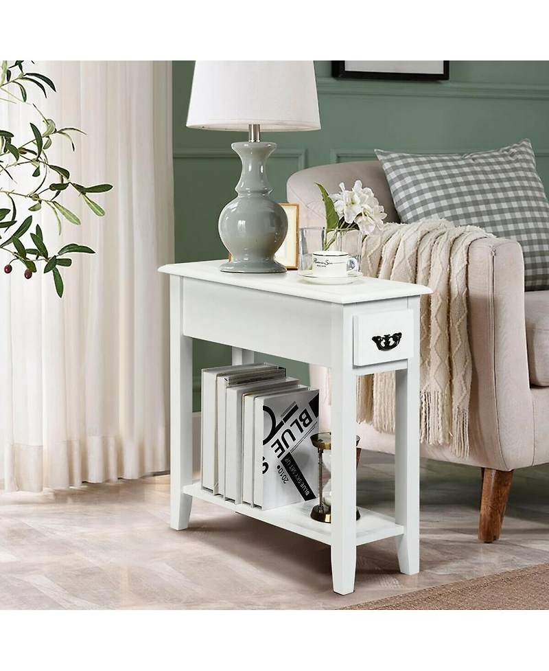 Sugift Two Tier Narrow End Table Bedside Sofa Side Table