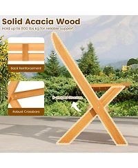 Sugift Two Person Acacia Wood Patio Garden Bench with High Capacity
