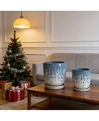 Clihome Handmade Gradient Ceramic Planter Set, Indoor & Outdoor Flower Pots for Orchids