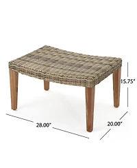 Mondawe Wood & Wicker Outdoor Ottoman