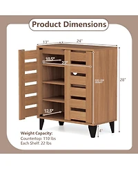Gouun 4-Tier Farmhouse Shoe Organizer with Louvered Door and 110 lbs Countertop