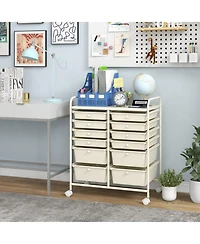 Gouun 12-Drawer Multi-Purpose Rolling Cart with Removable Drawers and Top Storage