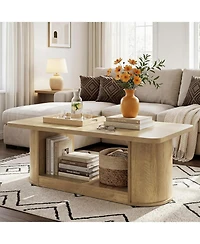 Tribesigns Coffee Table with Storage, 47.3-Inch Modern Coffee Tables for Living Room, 2-Tier Rectangular Center Accent Furniture