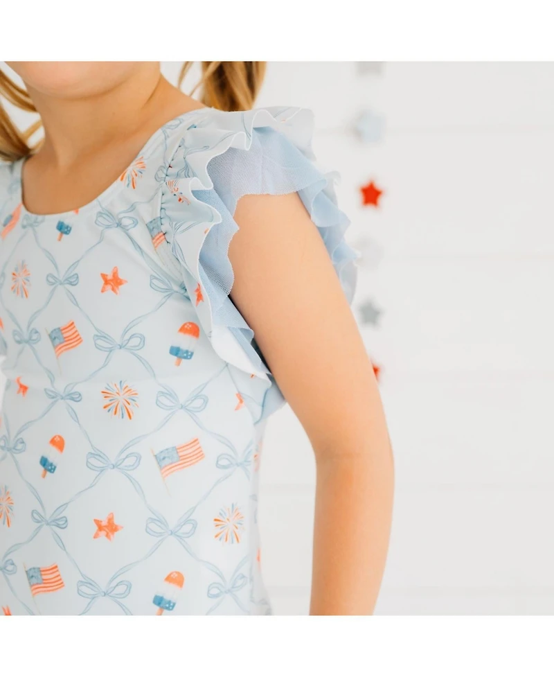 Sweet Wink Baby Girls Patriotic Trellis Bathing Suit