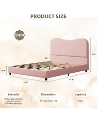 Homfan Soft Upholstered Kids Bed Frame with Headboard, Low Profile Platform, Strong Wooden Slats, Noise-Free, No Box Spring Needed