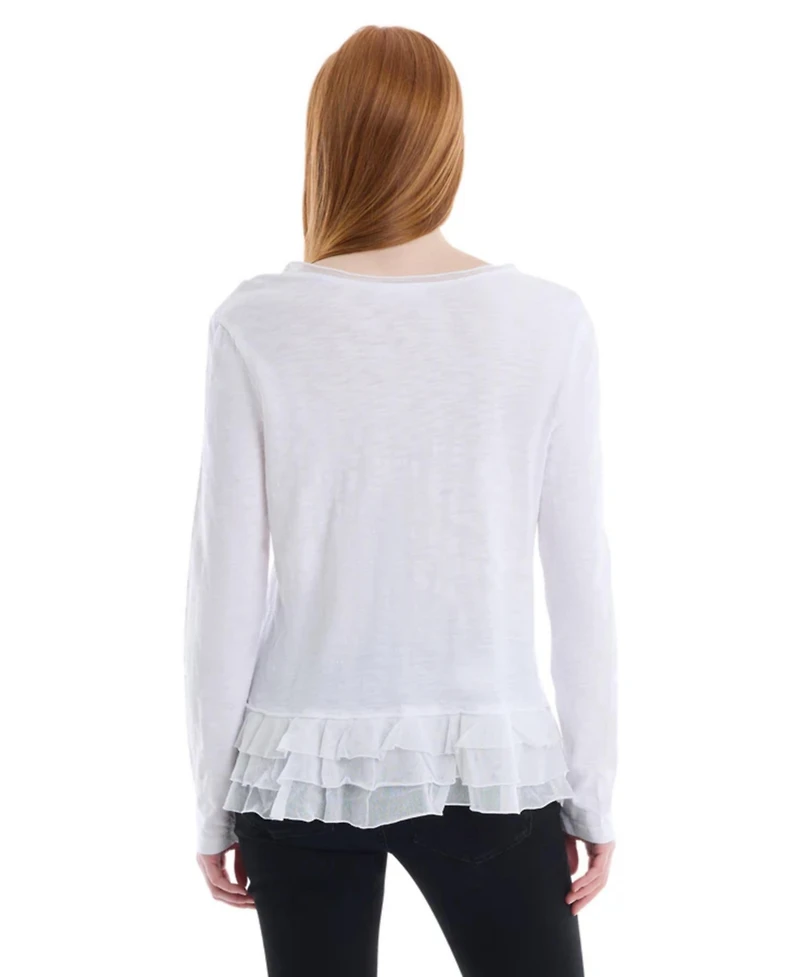 Wilt Clothing Women's V-Neck Mixed Media Long Sleeve