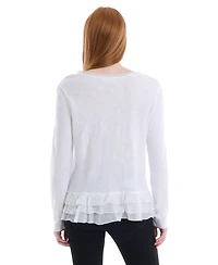 Wilt Clothing Women's V-Neck Mixed Media Long Sleeve