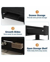 Homfan Coffee Table Center with Drawer and Storage Shelf, Large Tables Living Room, Sturdy Easy to Clean