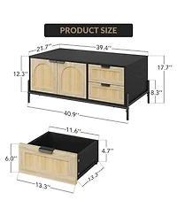 Homfan Perfect Coffee Table with Open Shelves, 2 Tier Modern Industrial Design for Living Room, Rustic Wood Finish for Apartments, Small Table