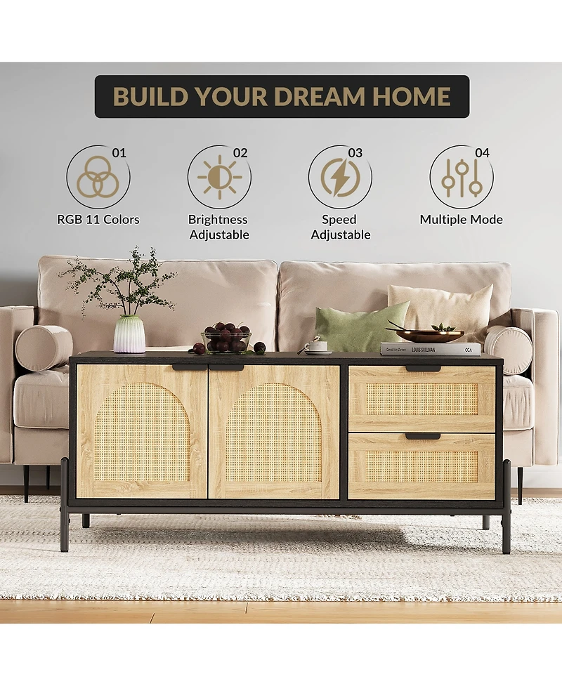 Homfan Perfect Coffee Table with Open Shelves, 2 Tier Modern Industrial Design for Living Room, Rustic Wood Finish for Apartments, Small Table