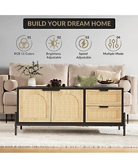 Homfan Perfect Coffee Table with Open Shelves, 2 Tier Modern Industrial Design for Living Room, Rustic Wood Finish for Apartments, Small Table