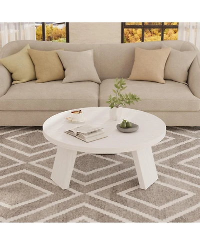 homfan 33.5" Round Coffee Table, Circle Center Table with Inclined Legs, Accent Cocktail Tables for Living Room, Bedroom, Easy Assembly