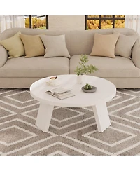 homfan 33.5" Round Coffee Table, Circle Center Table with Inclined Legs, Accent Cocktail Tables for Living Room, Bedroom, Easy Assembly