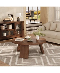 Homfan 33.5" Round Coffee Table, Circle Center Table with Inclined Legs, Accent Cocktail Tables for Living Room, Bedroom, Easy Assembly