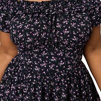 Unique Vintage Plus 1950s Off The Shoulder Ruffle Swing Dress