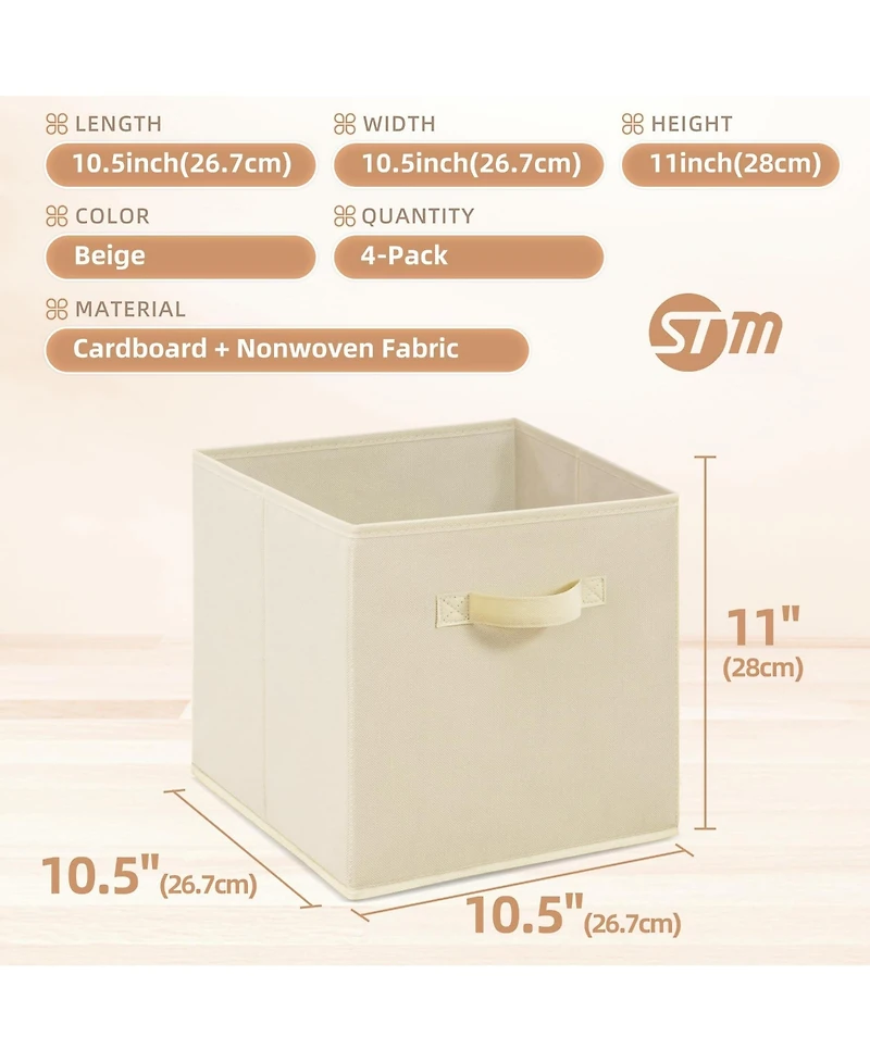 Gnuadz 4 Pack Cubes Collapsible Bins Fabric Foldable Organization Closet Shelves Offices Toys