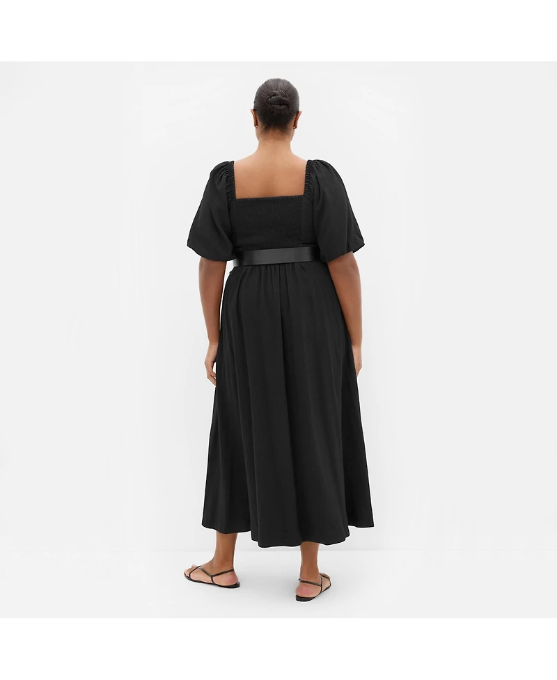 City Chic Women's Collins Puff Sleeve Belted Maxi Dress