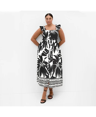 City Chic Women's Mirage Oasis Print Tie Back Maxi Dress