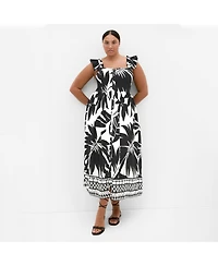 City Chic Women's Mirage Oasis Print Tie Back Maxi Dress