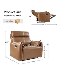 Hulala Home Alanson Faux Leather Oversized Manual Recliner