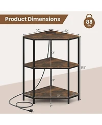 Gouun Corner Printer Stand 3-Tier with Charging Station