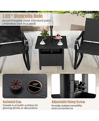 Sugift Outdoor Side Table with Umbrella Hole Patio Umbrella Table Base Stand