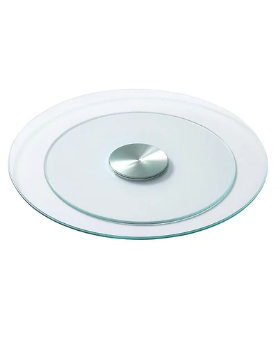 Sugift 20 in Tempered Glass Lazy Susan With 360 Rotation for Dining and Events