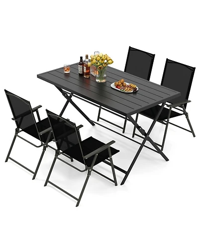 Sugift 5-Piece Foldable Outdoor Dining Set for Backyard Patio Deck