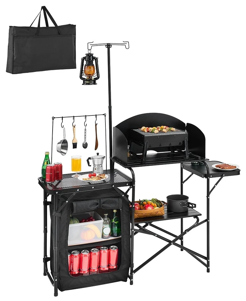 Sugift Portable Aluminum Camping Kitchen Table With Storage for Bbq and Picnic