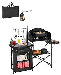 Sugift Portable Aluminum Camping Kitchen Table With Storage for Bbq and Picnic