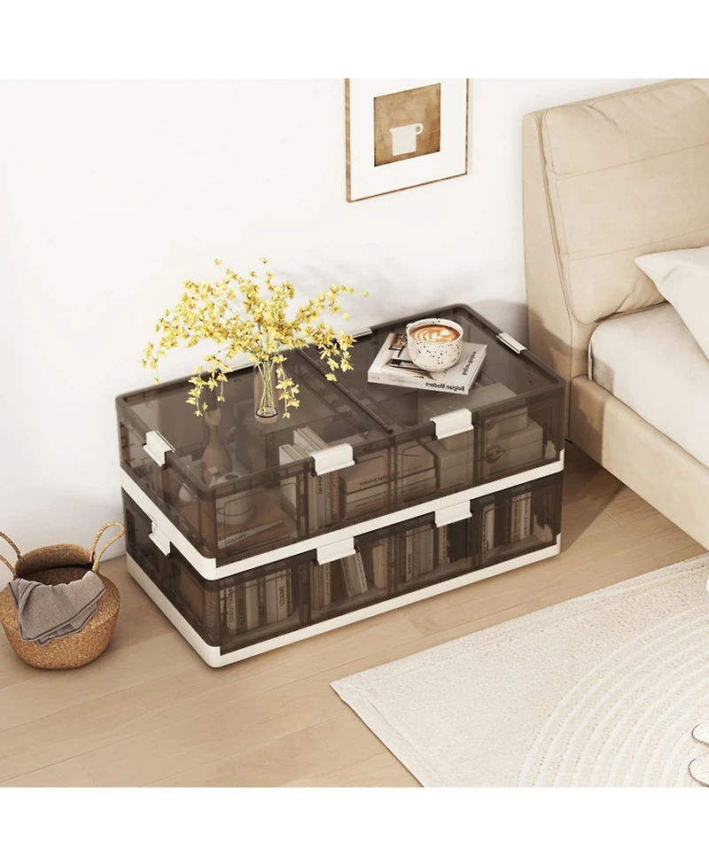 Gouun 2-Pack Under-Bed Rolling Storage Containers with 44 lbs Capacity and Folding Design