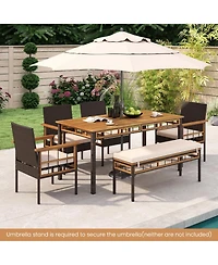 Sugift 63 in Outdoor Dining Table with Acacia Wood Slatted Top