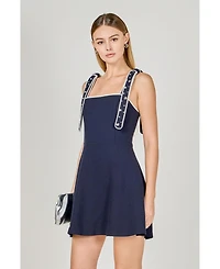 endless rose Women's Bead Embellished Strap Mini Dress