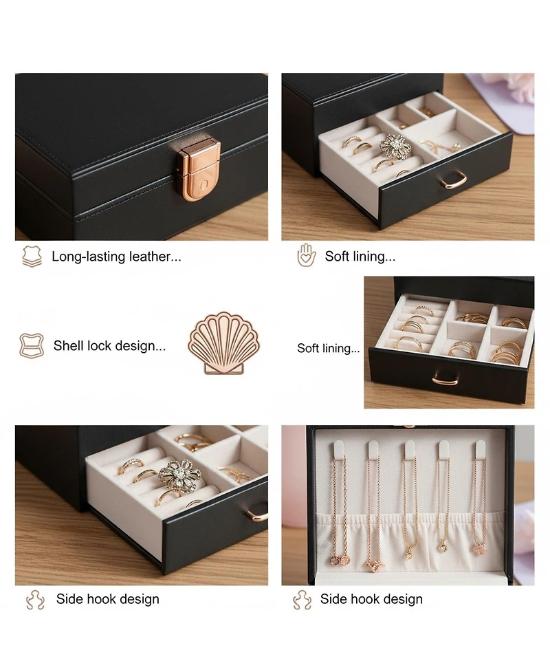 Yigii 5 Layer Jewelry Organizer Box with Necklace Hanger Drawers Earrings Bracelet Storage Gifts
