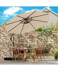 Gouun 10 ft Offset Cantilever Patio Umbrella with Base, Infinite Tilt and 360 Rotation