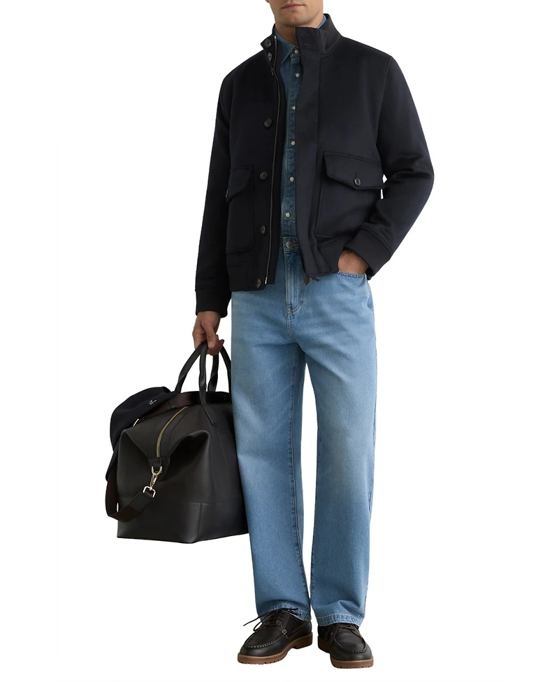 Reiss Men's Wool-Blend Funnel-Neck Bomber Jacket