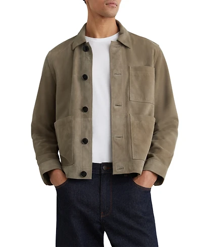 Reiss Men's Suede Patch-Pocket Worker Jacket