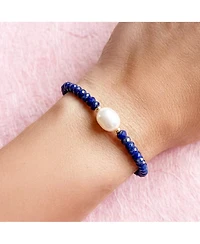 The Lovery Lapis Bead Pearl Bracelet 14K Gold