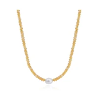 The Lovery Citrine Bead Pearl Necklace 14K Gold