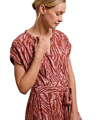 Celtic & Co. Women's Tie Waist Relaxed V-Neck Midi Dress